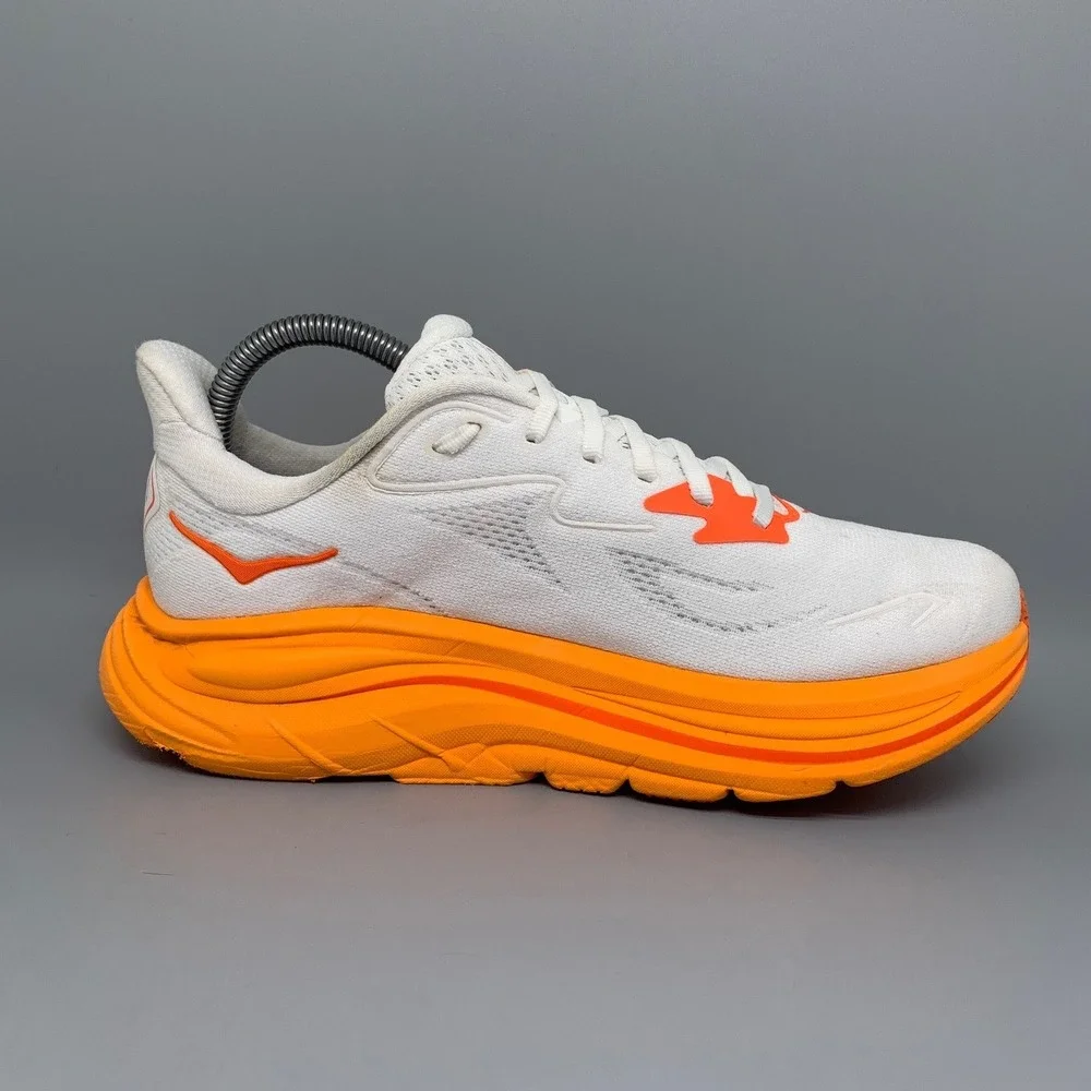 Hoka One Clifton 10 White Orange Running Shoes Women's Sz 8.5B - Picture 7 of 10